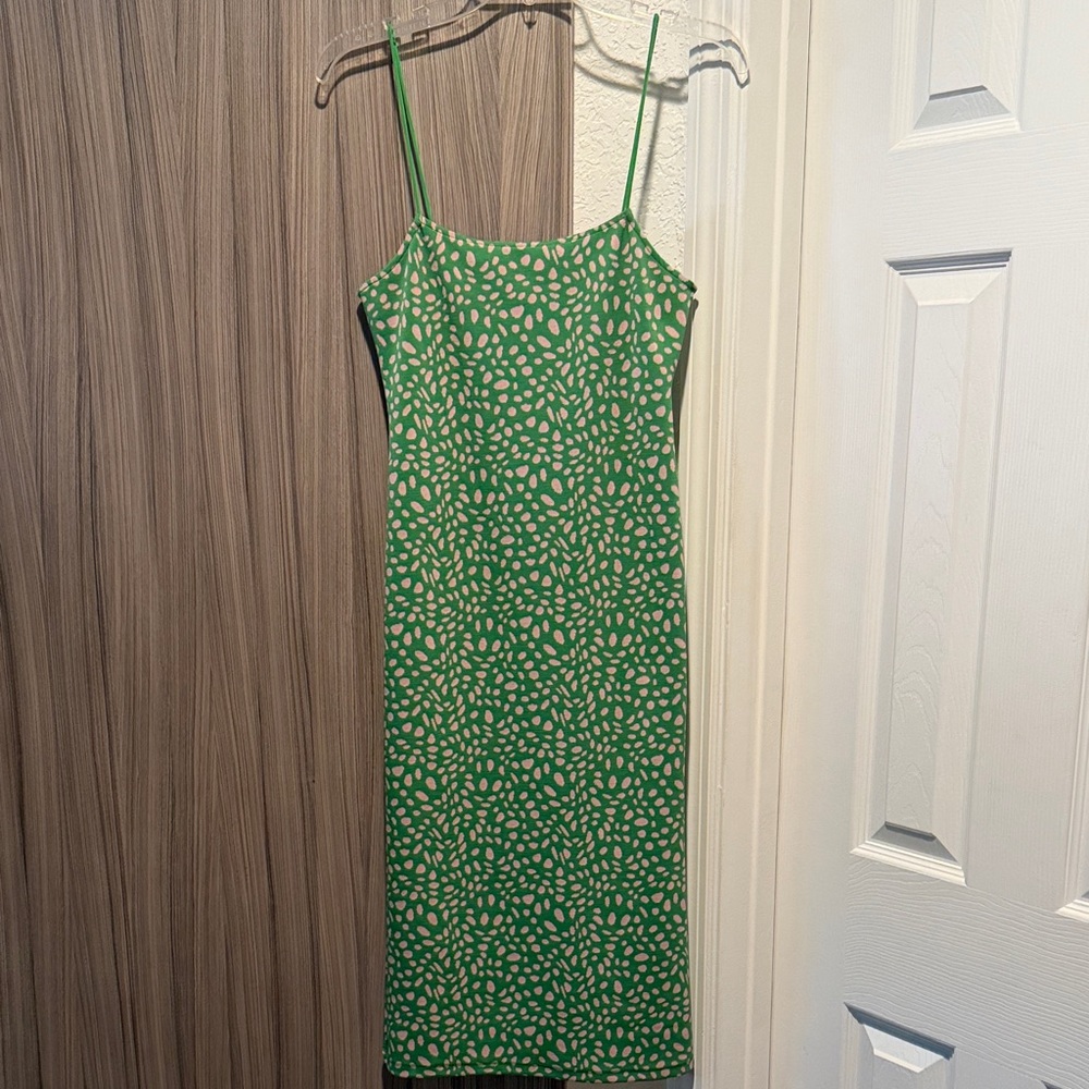 Green Zara Spaghetti Strap Dress